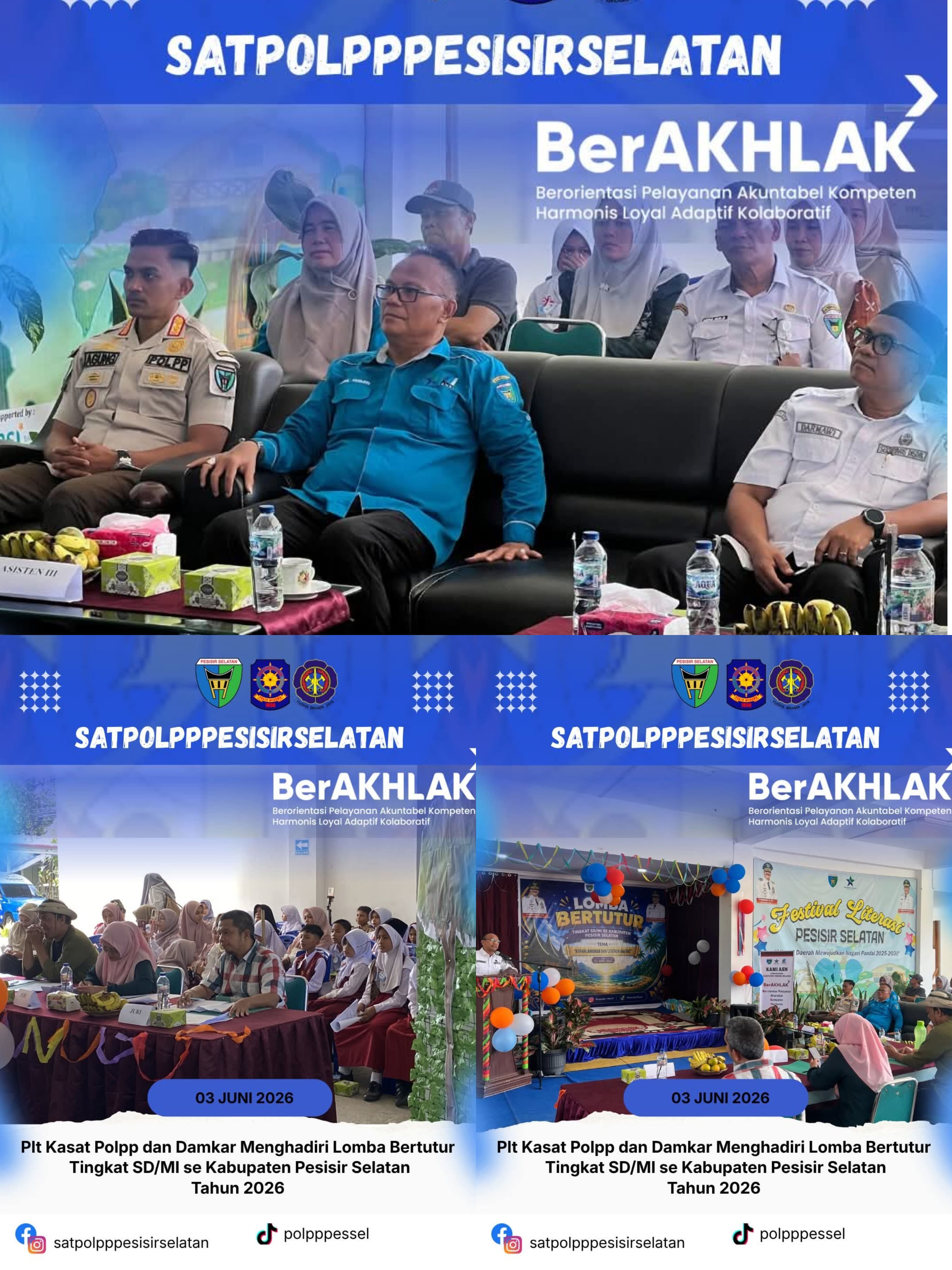 Plt. Kasat Pol PP dan Damkar menghadiri kegiatan Lomba Bertutur Tingkat SD/MI Se-Kabupaten Pesisir S